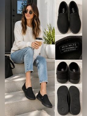 Kizik Venice Black Canvas Slip On Sneakers Hands Free Women’s 7.5